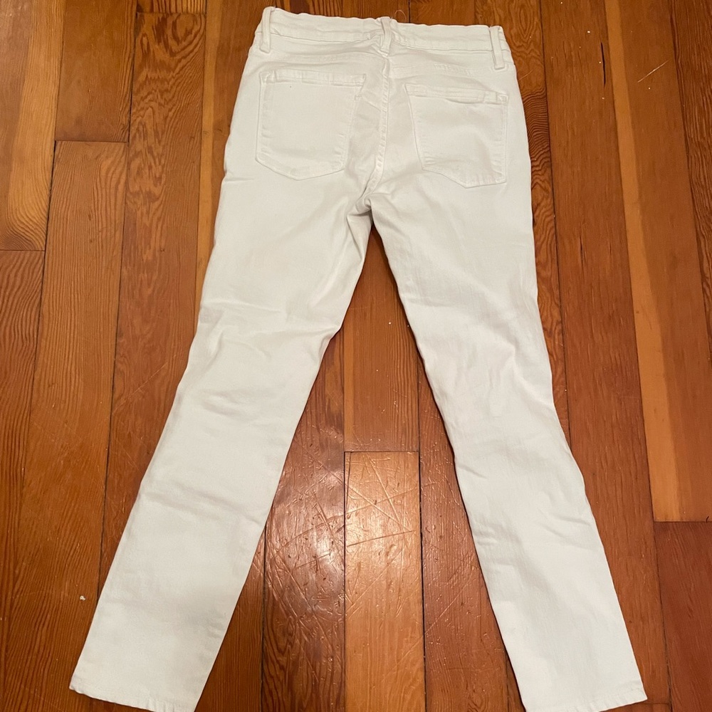 FRAME WHITE DENIM JEANS WOMEN WHITE DISTRESSED HEMMED 25 SHREDDED HOLES - Picture 13 of 14